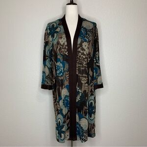 R&M Richards Women’s Floral Open Front Long Cardigan